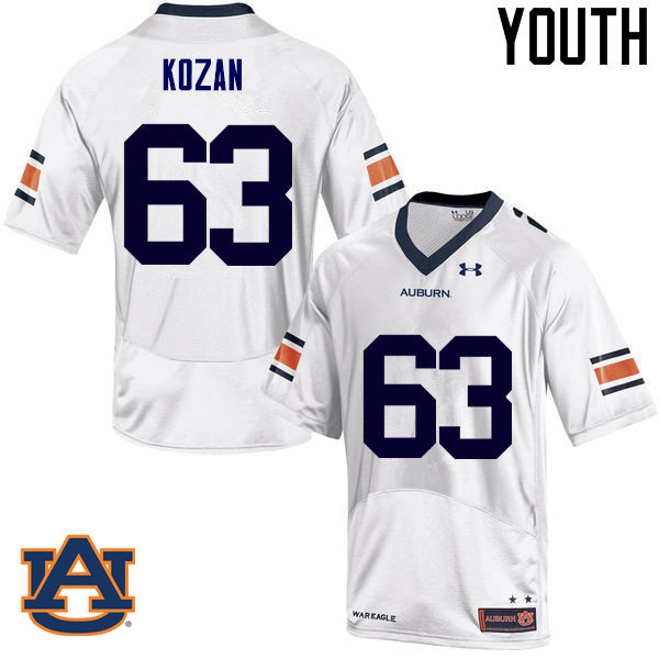 Youth Auburn Tigers #63 Alex Kozan College Football Jerseys Sale-White